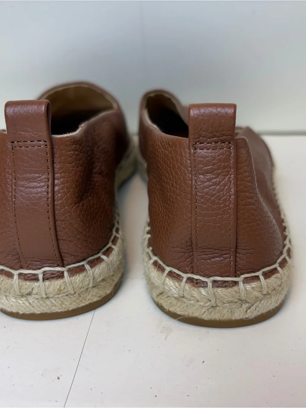 New Lauren Ralph Lauren Brown Pebbled Leather Espadrille Flats size 8